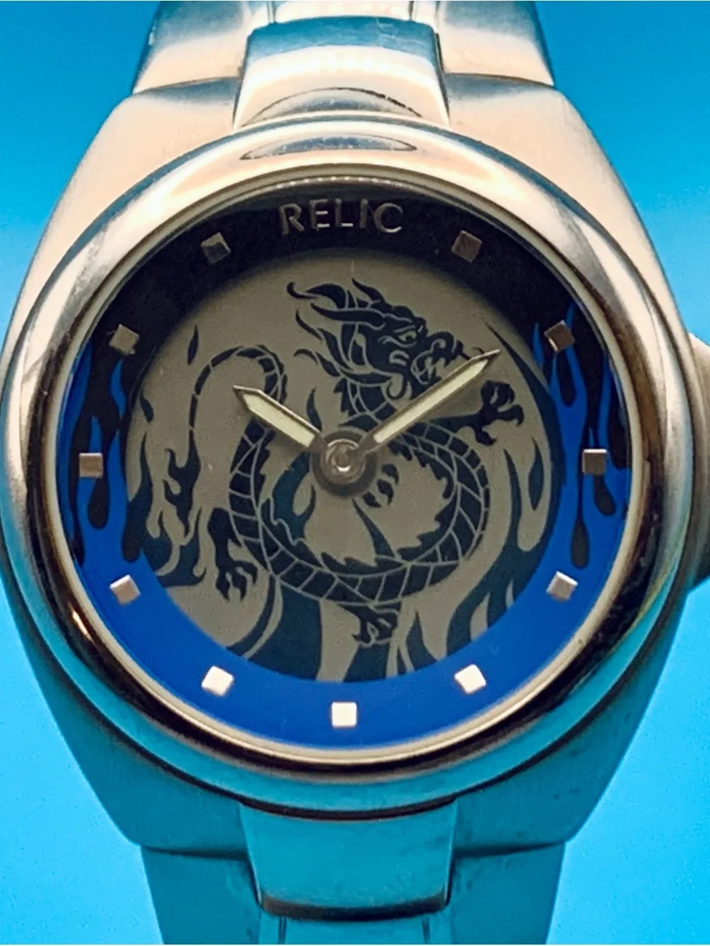 RELIC By FOSSIL ZR55175 Men’s Watch Year Of The Dragon Flames Works New Battery